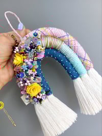 Image 3 of Embellished Macrame Rainbow Wallhanging (#1)
