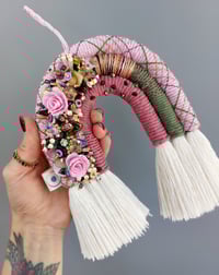 Image 1 of Embellished Macrame Rainbow Wallhanging (#2)