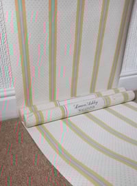 Image 5 of 1980s Vintage Laura Ashley Wallpaper Rolls -  'Louise' Cottagecore Polka Dot Stripe - (set of 3)