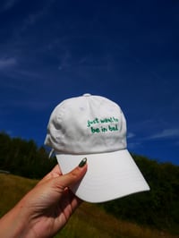 Image 1 of White & Green Just Want To Be In Bed Cap