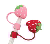 Image 1 of Strawberry Straw Covers | Pink & Red