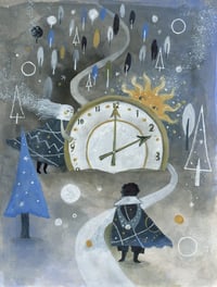 Image 3 of Painting 'Forest Clock 森の時計 bl' 原画