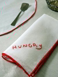 Image 1 of Hungry Hand Embroidered Napkins