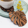 Monstera Leaf Drinks Coasters, wooden coasters with gift box.