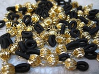 Image 4 of 12 Antique Copper Gunmetal or Copper Plated Eyeglass Chain Holders with Black Elastic Loops F368