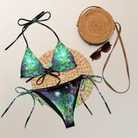 Image 4 of 'Titan's Rain' Recycled string bikini (Teal Variant)