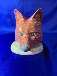 Image 3 of Ceramic Handmade Fox Head Scupture Plaque Nature Art