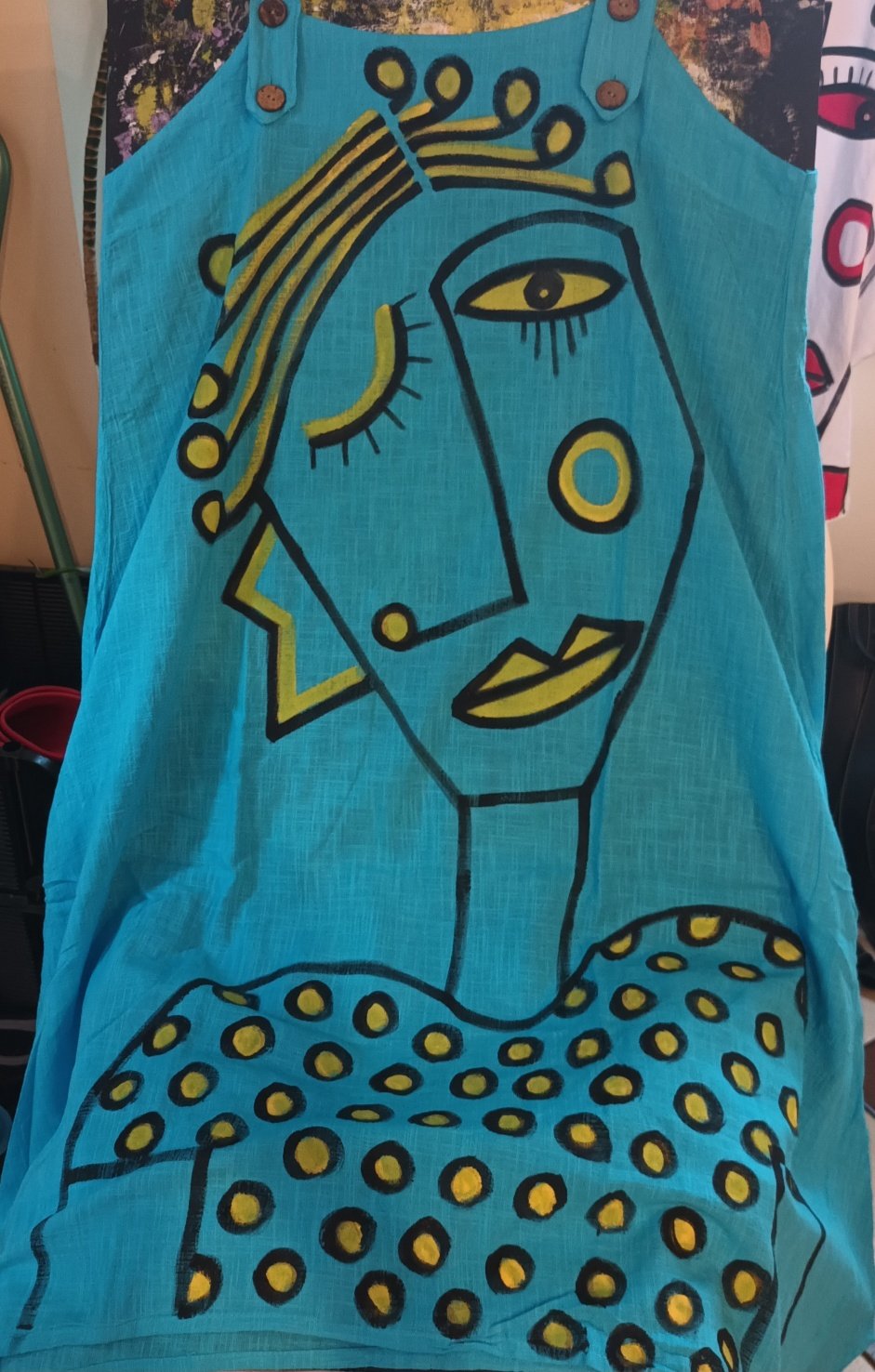 Image of turquoise hand painted jumper