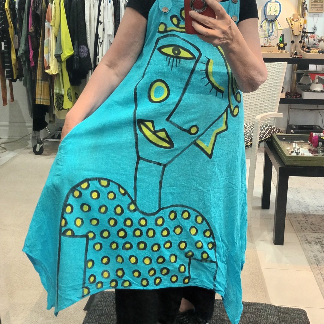 Image of turquoise hand painted jumper