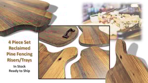 Image of Reclaimed Pine Food Trays ~ 4 Piece Set ~ Cheese Meat Fruit Charcuterie Platter