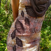 Image 7 of Brown Forest Leaves Paisley Dress With Scarf  - S/M/L/XL