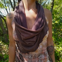 Image 8 of Brown Forest Leaves Paisley Dress With Scarf  - S/M/L/XL