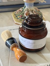 Image 3 of Palo Santo Shaving Soap Set in Antique Amber Lidded Glass 