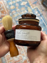Image 2 of Palo Santo Shaving Soap Set in Antique Amber Lidded Glass 