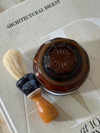Image 4 of Palo Santo Shaving Soap Set in Antique Amber Lidded Glass 