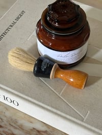 Image 1 of Palo Santo Shaving Soap Set in Antique Amber Lidded Glass 