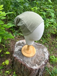 Linen Beanie Hat in Sage Green
