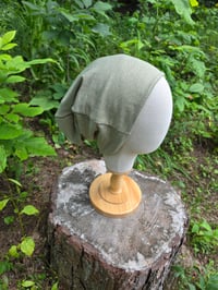 Image 2 of Large-XXL Linen Beanie Hat in Sage Green