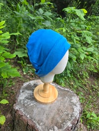 Image 2 of Large-XXL Linen Beanie Hat in Denim Blue 