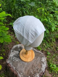 Large-XXL Linen Beanie Hat in Ivory