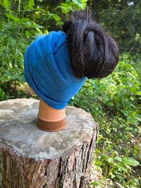 Image 3 of Linen Snappy Ponytail Hat in Denim Blue
