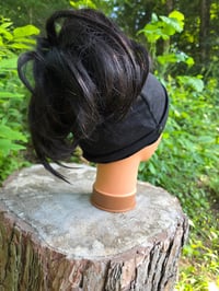 Image 4 of Linen Snappy Ponytail Hat in Black 