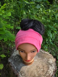 Image 2 of Linen Snappy Ponytail Hat in Rosie Pink
