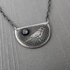 Sterling Silver and Moonstone Celestial Crow Necklace