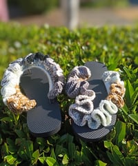 Image 6 of Golden Roots – Crocheted Eagle Gold Flip-Flops (Black Base, Sizes 5–10)