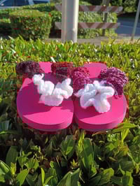Image 1 of Strawberry Jam Vibes – Hot Pink Crocheted Flip-Flops (Sizes 5–10)