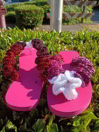 Image 2 of Strawberry Jam Vibes – Hot Pink Crocheted Flip-Flops (Sizes 5–10)