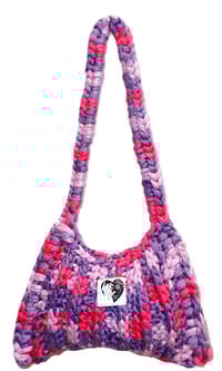 Image 1 of 411 – Pink and purple inverted crescent handbag