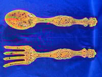 Image 4 of Vintage Handmade Ceramic Spoon and Fork Wall Art Plaque