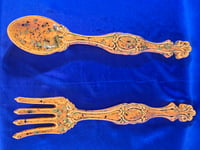 Image 5 of Vintage Handmade Ceramic Spoon and Fork Wall Art Plaque