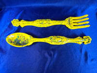Image 2 of Vintage Handmade Ceramic Spoon and Fork Wall Art Plaque