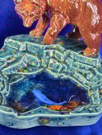 Image 8 of Ceramic Handmade Bear with Fish i/Mermaid in Pond