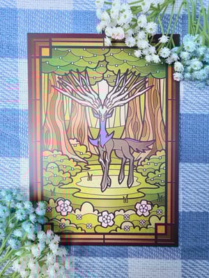 Image of Pokemon Xerneas & Yveltal Stained Glass Window Art Prints