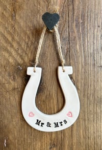 Image 1 of Wedding Mr & Mrs Big Horseshoe Decoration
