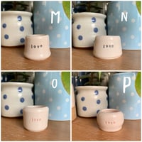 Image 3 of Hand Thrown Little Flowers Design or Love text Pots
