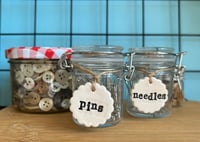 Image 1 of Little Scallop Edged Tags (pins and needles or buttons sets)
