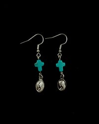 Image 1 of Turquoise Cross Earrings