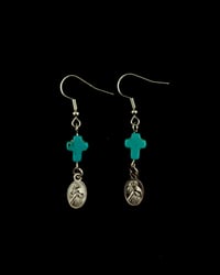 Image 2 of Turquoise Cross Earrings