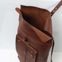 Image 6 of Roll Top Bike Bag 15" textured vintage brown