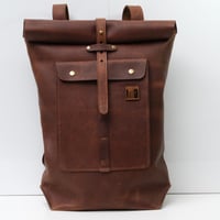 Image 1 of Roll Top Bike Bag 15" textured vintage brown