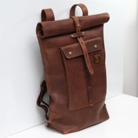 Image 2 of Roll Top Bike Bag 15" textured vintage brown
