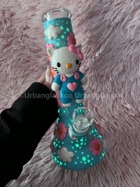 Image 9 of Hi Kitty Glow In The Dark Glass Bong