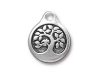 Image 2 of Bird in a Tree Charms Double Sided TierraCast Lead Free Pewter 16mm x 19.5mm Choose Your Color