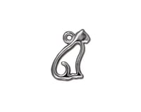 Rhodium Plated Open Sitting Cat Double Sided Charms TierraCast Lead Free Pewter 10.25mm x 15mm 2 pcs