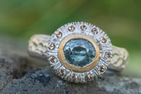Image 1 of 'telos; no. 12a' - Recycled silver and 9ct ring with sapphire