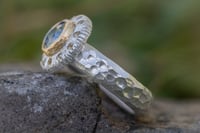Image 2 of 'telos; no. 12a' - Recycled silver and 9ct ring with sapphire
